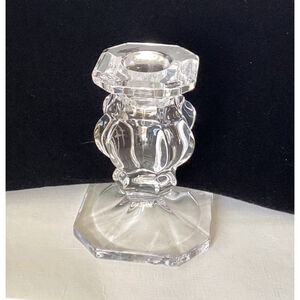 Small Crystal Glass Candlestick For Taper Candles 4” Classy Decor Vintage